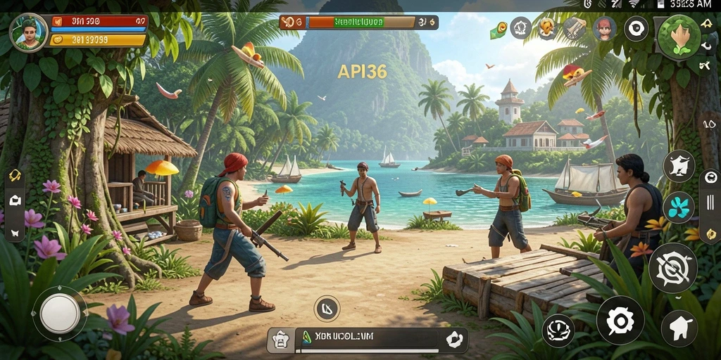 Tangkapan layar gameplay API36 menampilkan interaksi karakter dalam simulasi kehidupan.