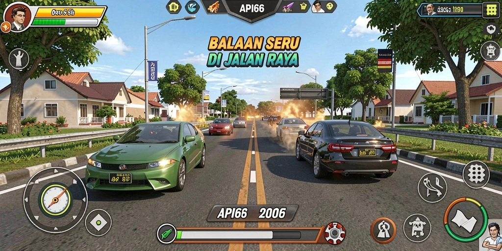 Tampilan gameplay API66 menampilkan balapan seru di trek yang penuh tantangan.