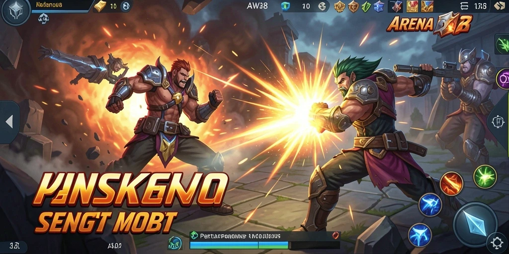 Tampilan menarik dari gameplay AW8 dalam aksi MOBA.