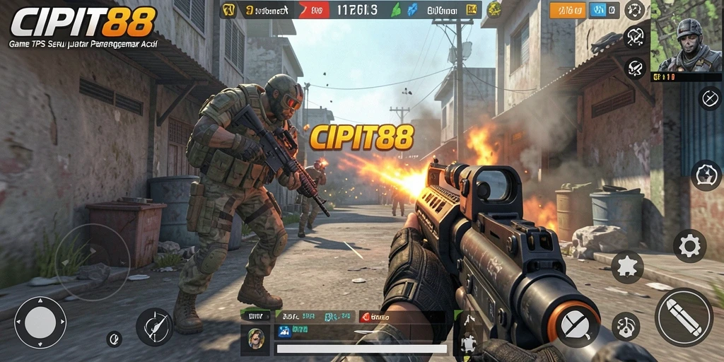 Screenshot utama menunjukkan aksi gameplay TPS yang mendebarkan.