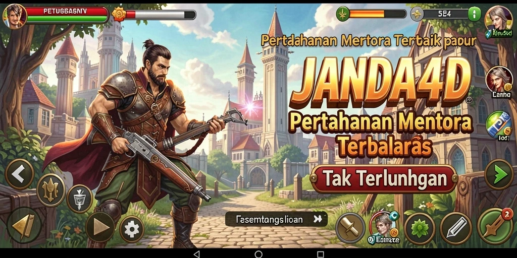 Screenshot gameplay menampilkan serangan musuh dan menara pertahanan dalam JANDA4D.