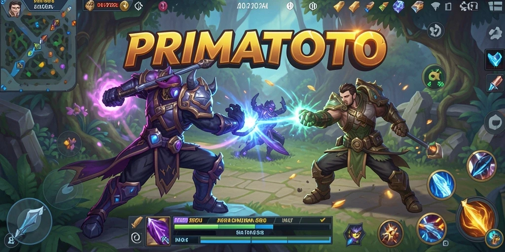 Tangkapan layar aksi seru dalam permainan MOBA PRIMATOTO.