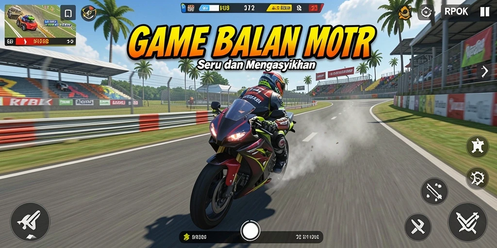 Screenshot RPOK menampilkan balapan motor yang seru dan mendebarkan.