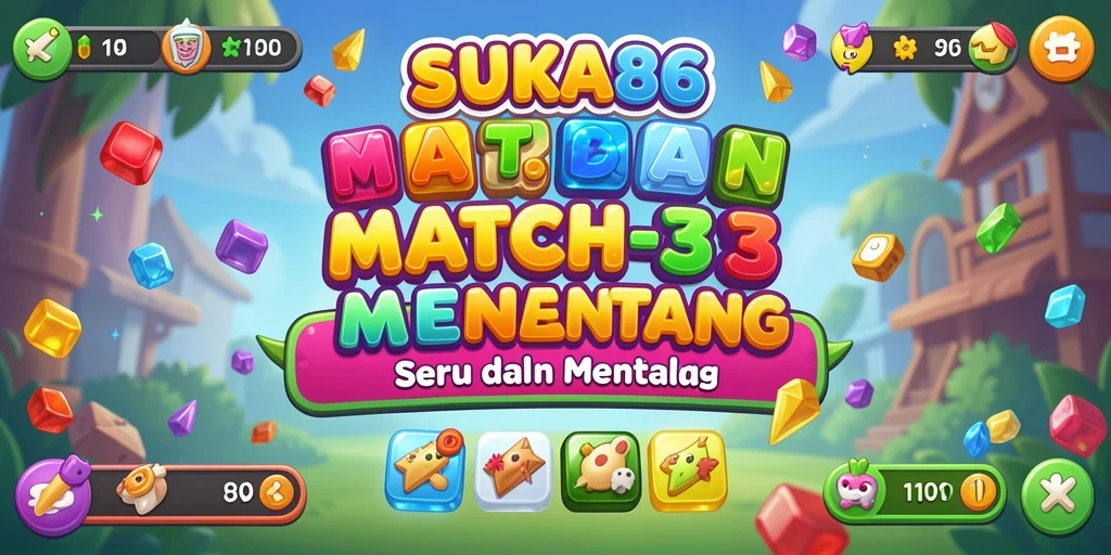 Gameplay seru SUKA86 dengan mencocokkan elemen warna-warni.