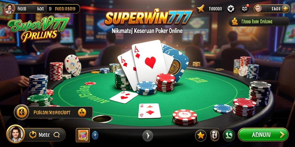 Screenshot gameplay Poker di SUPERWIN777 yang menunjukkan keseruan permainan.