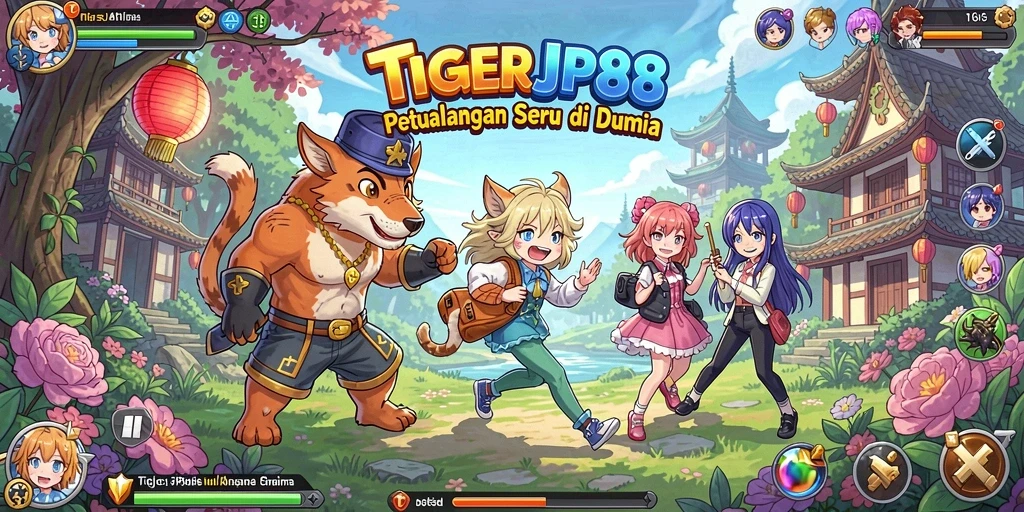 Screenshot gameplay TIGERJP88 menampilkan aksi karakter anime yang menegangkan.