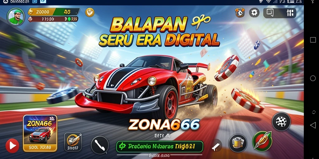Tampilan mendebarkan dari gameplay balapan di ZONA66.